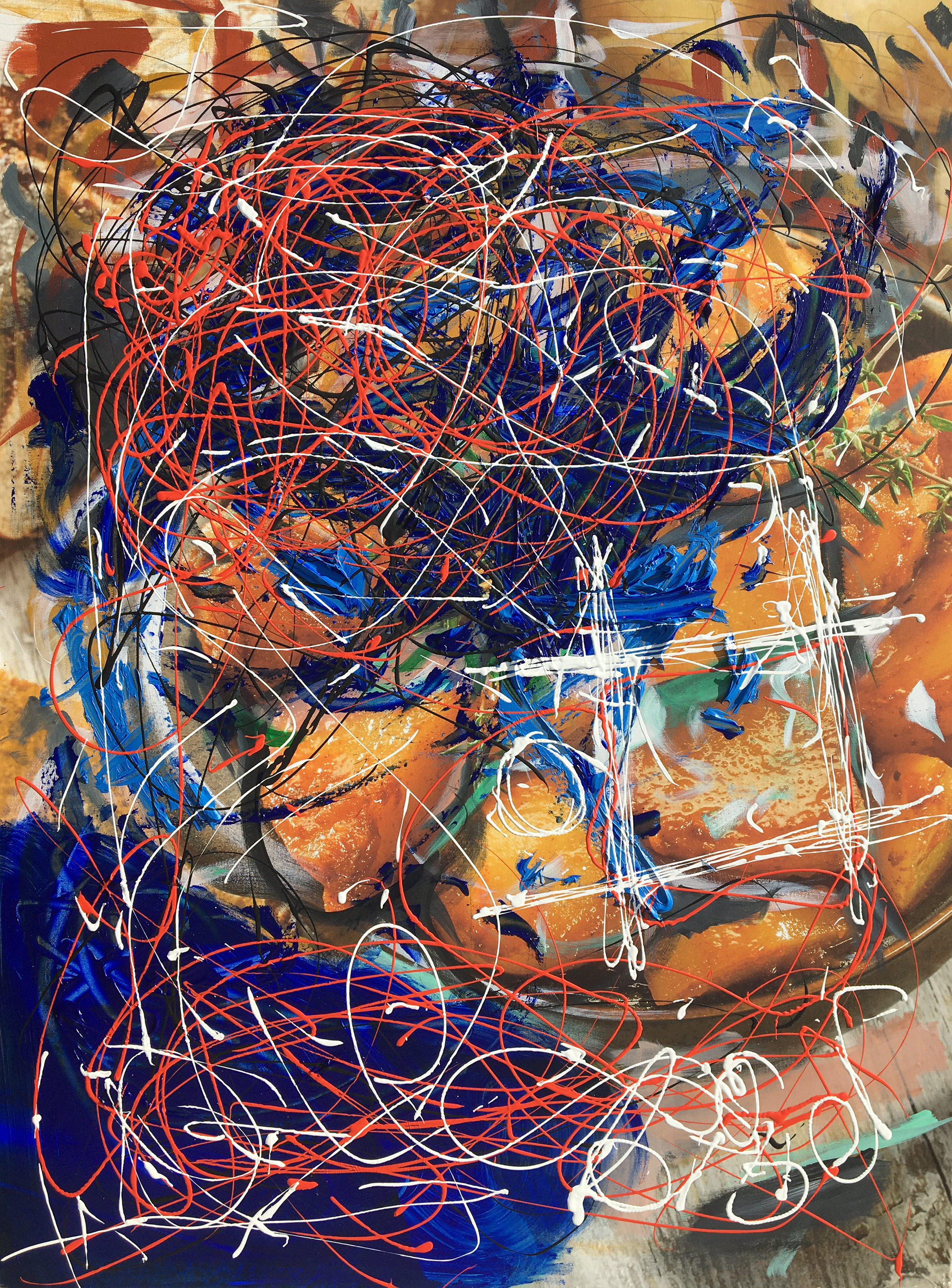 Der Geschmack von Farben, übermalte Lebensmittel Fotos, Acryl, Öl auf Leinwand
